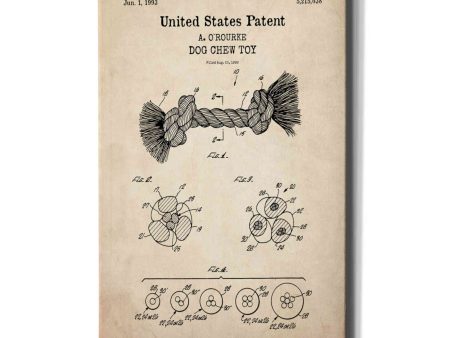 Dog Chew toy Blueprint Patent Parchment,  Canvas Wall Art on Sale