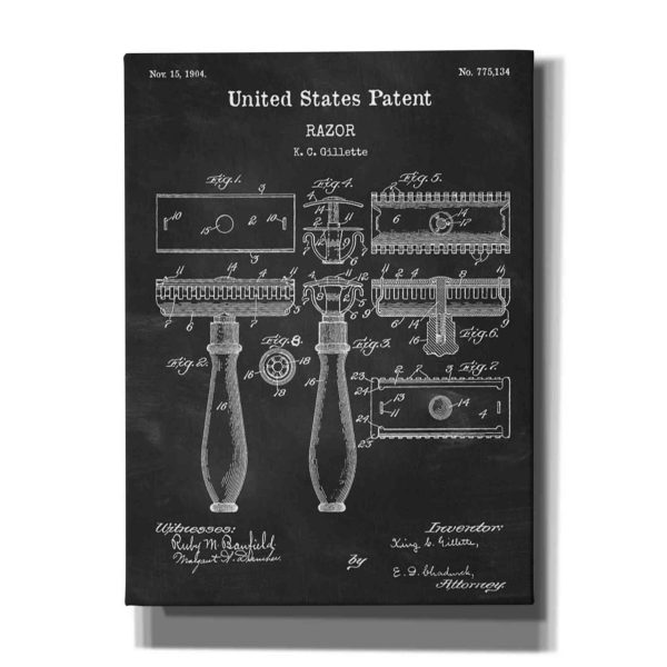 Razor Blueprint Patent Chalkboard  Canvas Wall Art Supply