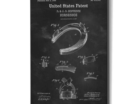 Horseshoe Blueprint Patent Chalkboard,  Canvas Wall Art For Sale