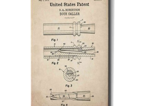 Duck Caller Blueprint Patent Parchment,  Canvas Wall Art on Sale