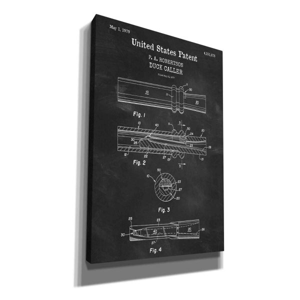 Duck Caller Blueprint Patent Chalkboard,  Canvas Wall Art For Sale