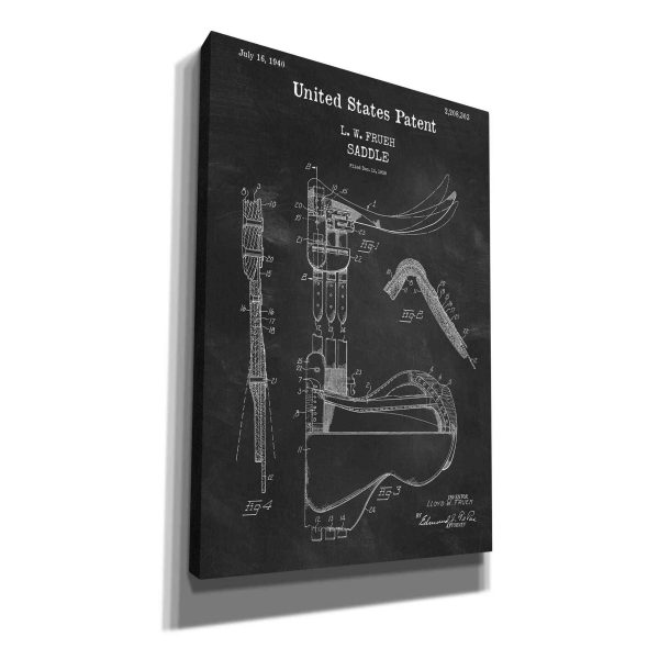 Saddle Blueprint Patent Chalkboard,  Canvas Wall Art Discount