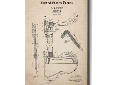 Saddle Blueprint Patent Parchment,  Canvas Wall Art Hot on Sale