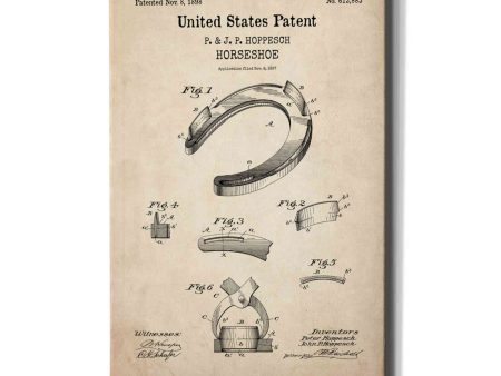 Horseshoe Blueprint Patent Parchment,  Canvas Wall Art Sale