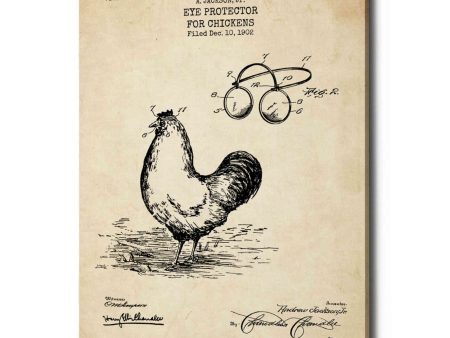 Eye Protector for Chickens Blueprint Patent Parchment  Canvas Wall Art Online Hot Sale