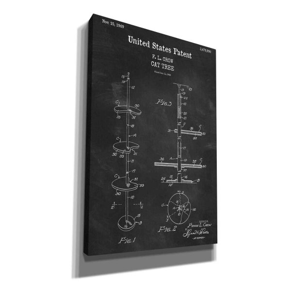 Cat Tree Blueprint Patent Chalkboard,  Canvas Wall Art For Cheap