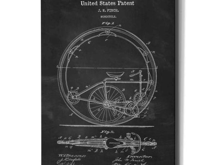 Monocycle Blueprint Patent Chalkboard  Canvas Wall Art on Sale