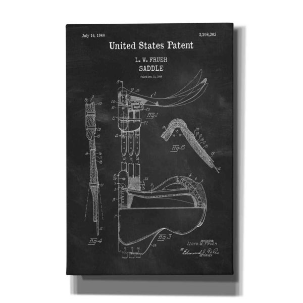 Saddle Blueprint Patent Chalkboard,  Canvas Wall Art Discount