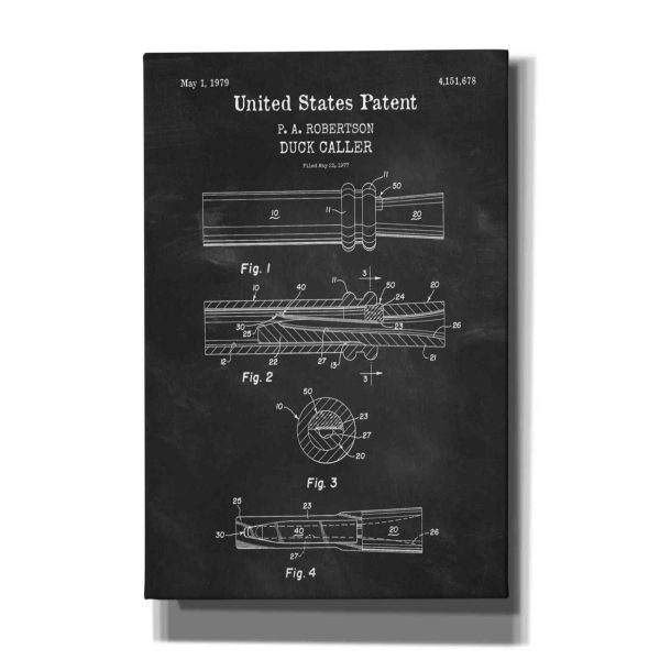 Duck Caller Blueprint Patent Chalkboard,  Canvas Wall Art For Sale