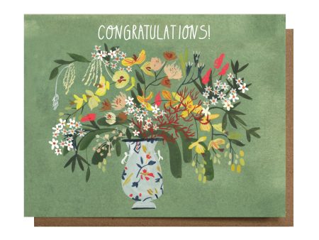 Congratulations Green Floral Card Discount