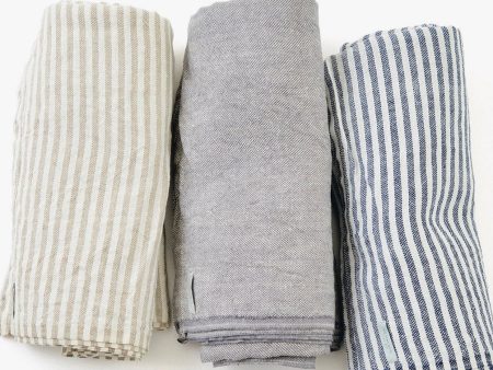 Linen Chambray Stripe Throw Cheap