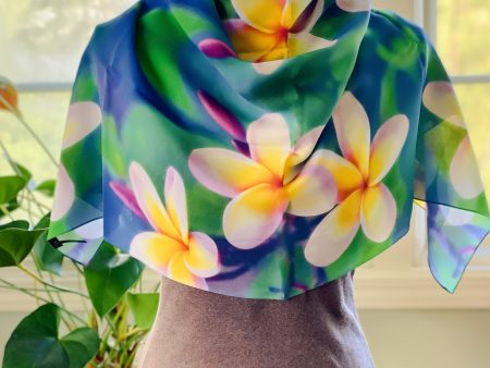 Pastel Plumerias Silk Square Scarf$95 Only one left Cheap